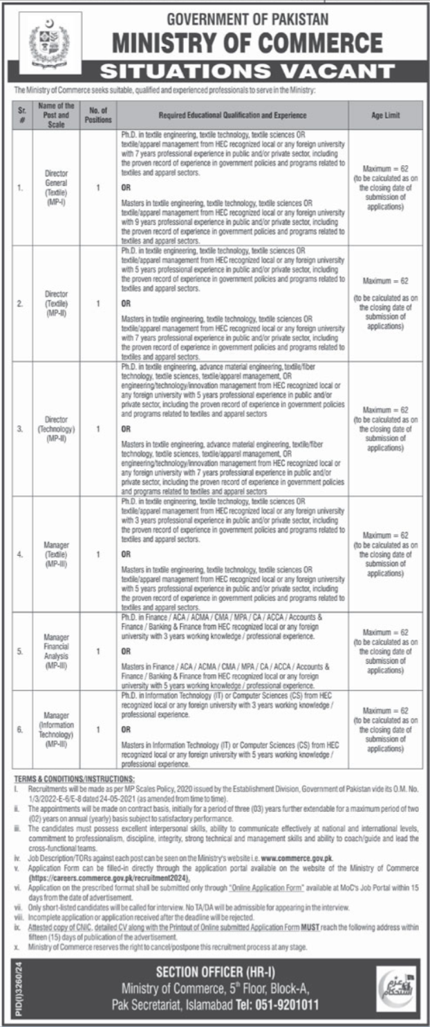 Ministry of Commerce Jobs Nov 2024