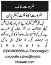 Toyota Chakwal Motors Management Jobs Dec 2024