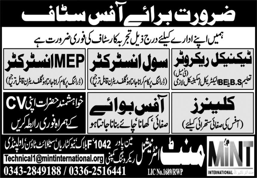 Mint International Manpower Recruiting Jobs