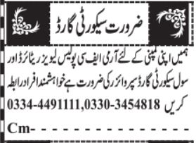 Security Company Jobs Quetta 2024