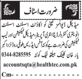 Medical Devices Manufacturing Company Jobs Quetta