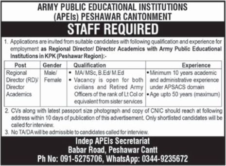 Army Public School Job